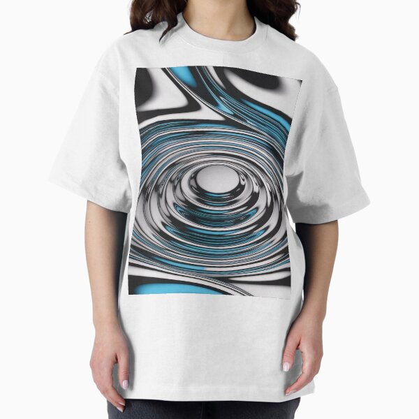 Y2K Chrome Ripple Pattern – Futuristic Metallic Liquid Geometry Seamless Design T-Shirt