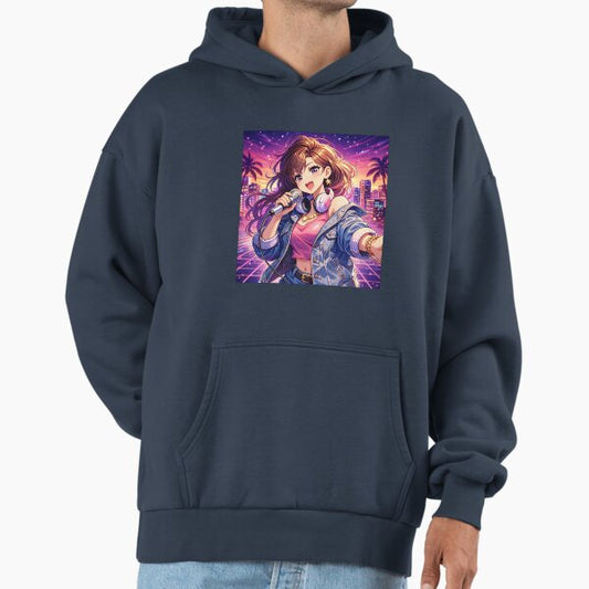 Anime Singer Idol Vaporwave City Pop Aesthetic Music Girl Art Hoodie