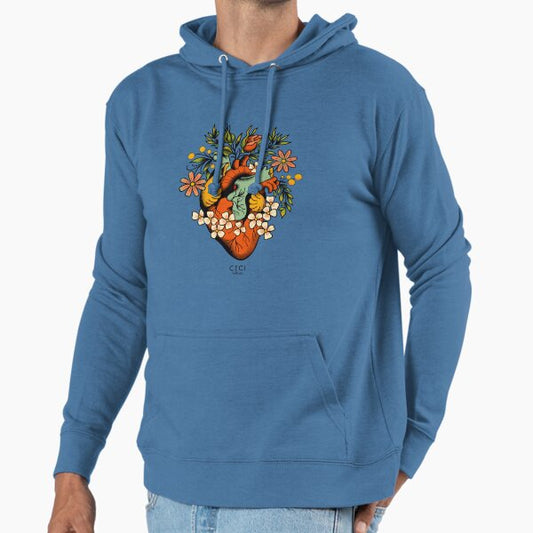 Anatomical Heart with flowers, tattoo flash Hoodie