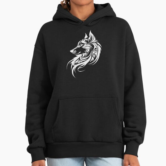 Wolf Silhouette, Legendary Animals, Tribal Art Hoodie