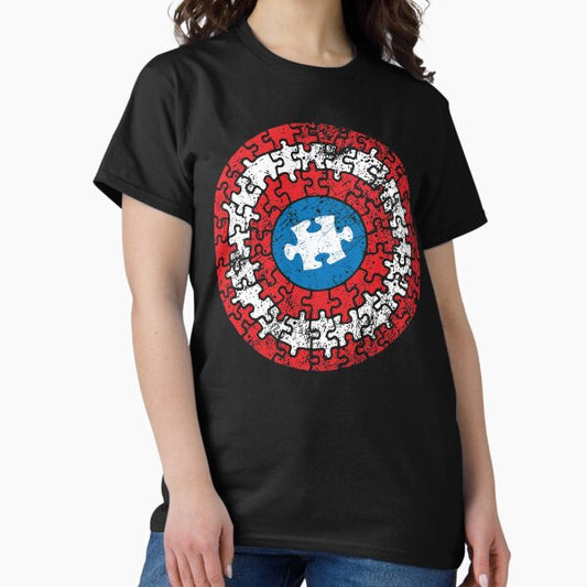 Captain Autism Heroic Puzzle Shield T-Shirt