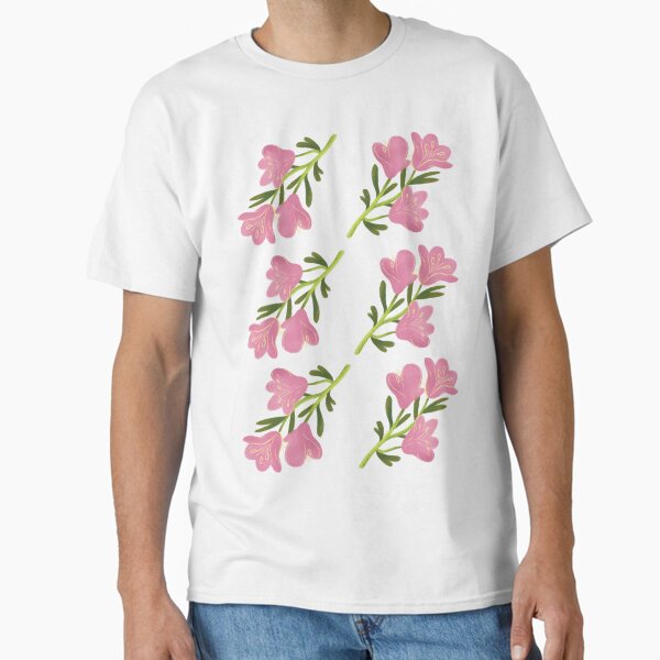 Cute Pink Floral Pattern Soft Spring Flower Design T-Shirt