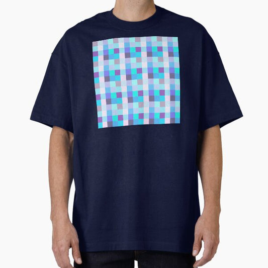 Bright mosaic squares in soft blue and purple colors T-Shirt