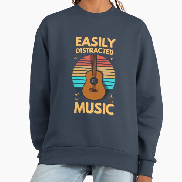 Easily Distracted by Music Vinatge Sunset Guitar Design Sweatshirt