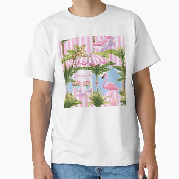 Palm Beach summer on pink stripes T-Shirt