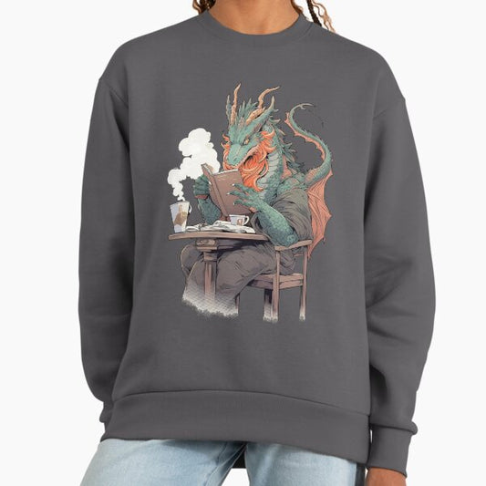 Dragon's Day Off: Coffee and Book Time Sweatshirt