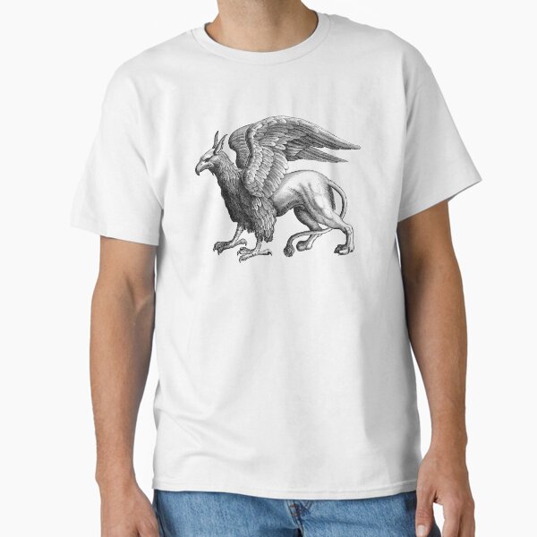 Griffin, the powerful mythical hybrid beast - Black and white T-Shirt