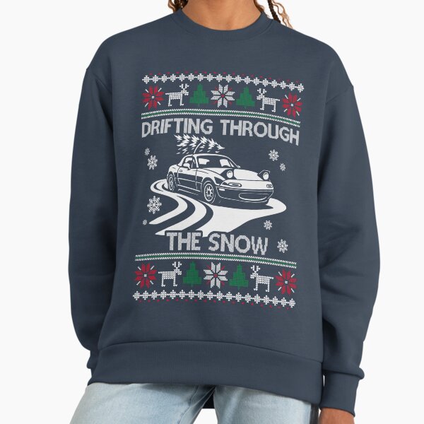Drifting Through the Snow – Pop-Up Headlights JDM Roadster Ugly Christmas Design Sweatshirt