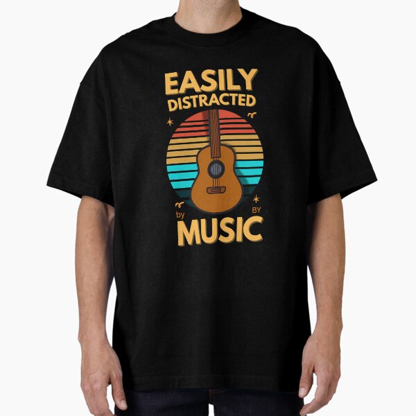 Easily distracted by music vinatge sunset guitar T-Shirt