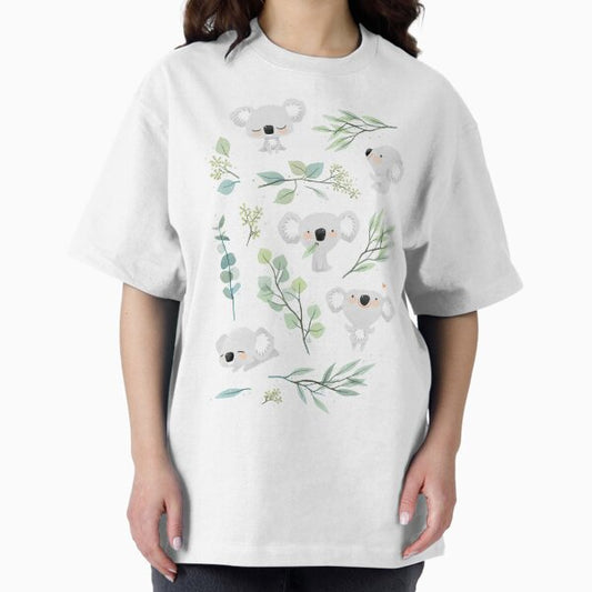 Koala and Eucalyptus Pattern T-Shirt