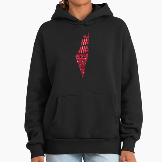 Palestinian keffiyeh | Palestine map Tatreez Pattern Hoodie