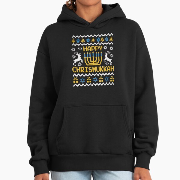 Happy Chrismukkah - Chrismukkah Knitted Pattern Animated Character Christmas Illustrations Knitted C Hoodie