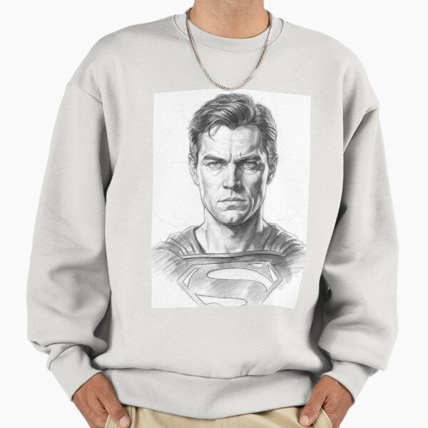 Superhero Pencil Sketch Portrait | Black and White Comic Style Art Print Sweatshirt