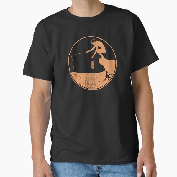 An octopus hiding from a fisherman - Ancient Greek collection. T-Shirt