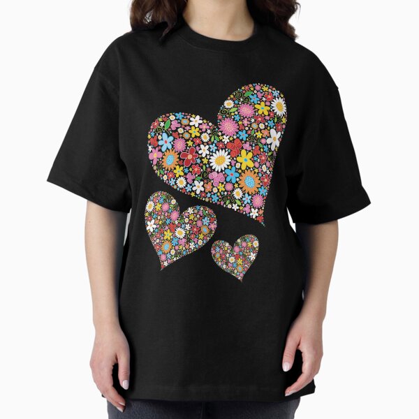 Whimsical Spring Flowers Valentine Hearts Trio © fatfatin T-Shirt