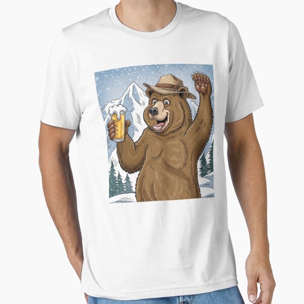 Party Bear In The Snow With a Beer In His Paw T-Shirt
