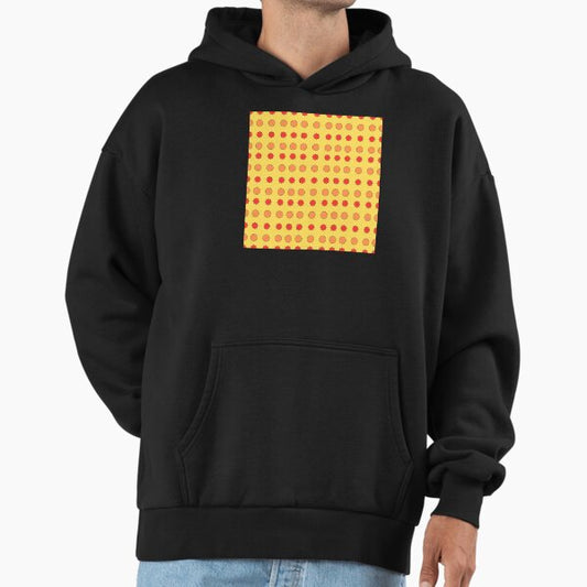 Red Stars and Orange Circles on Yellow background pattern Hoodie