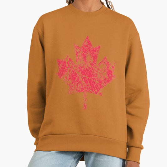 Canadian Maple Leaf Grunge Distressed Style in Red Sweatshirt