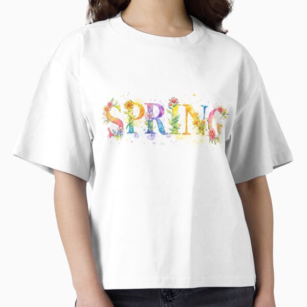 Watercolor Spring Floral Lettering Design - Colorful Seasonal Art T-Shirt