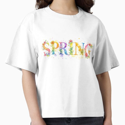 Watercolor Spring Floral Lettering Design - Colorful Seasonal Art T-Shirt