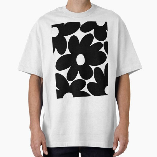 Retro Daisy Flowers in Black & White #1 #floral #pattern #decor #art T-Shirt
