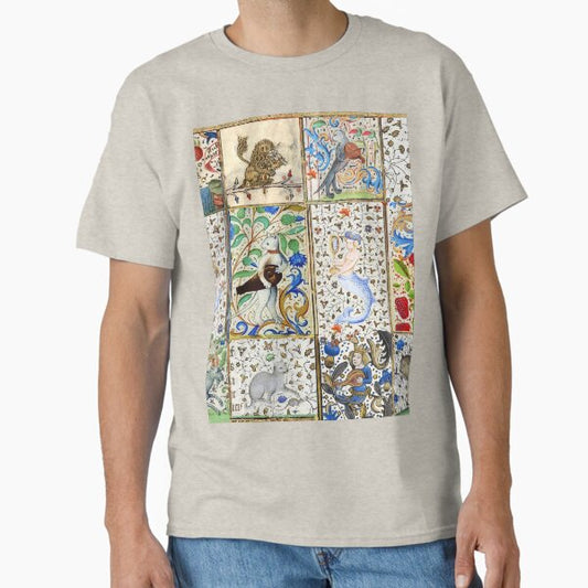 WEIRD MEDIEVAL BESTIARY PLAYING MUSICAL INSTRUMENTS AMONG FLOWERS AND FRUITS T-Shirt