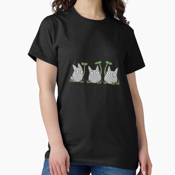 Chibi Totoro & White Totoro with Big Leaves - Studio Ghibli Inspired T-Shirt