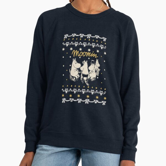 Moomin Festive Pattern Moomintroll Snorkmaiden & Co Lightweight Sweatshirt