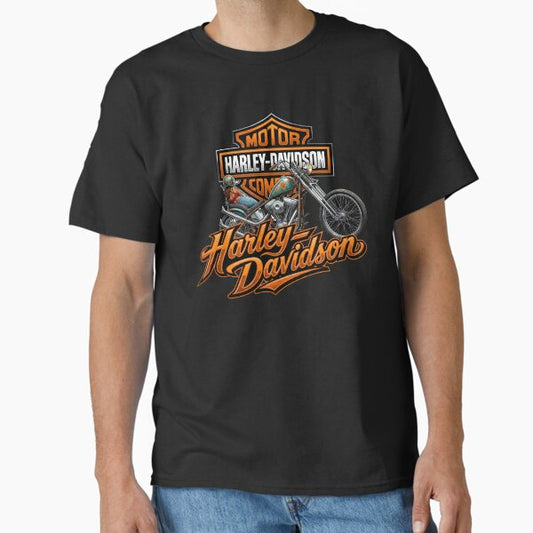 Harley Davidson Classic Cruiser Custom Motorcycle Graphic T-Shirt