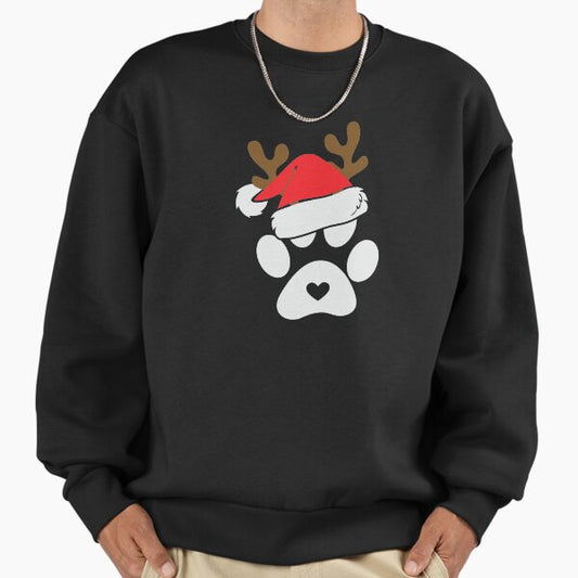 Paws Print Santa Hat Dog Paws Reindeer Dog Lover Christmas Sweatshirt