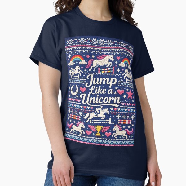 Jump Like a Unicorn Show Jumping Knitting Pattern T-Shirt