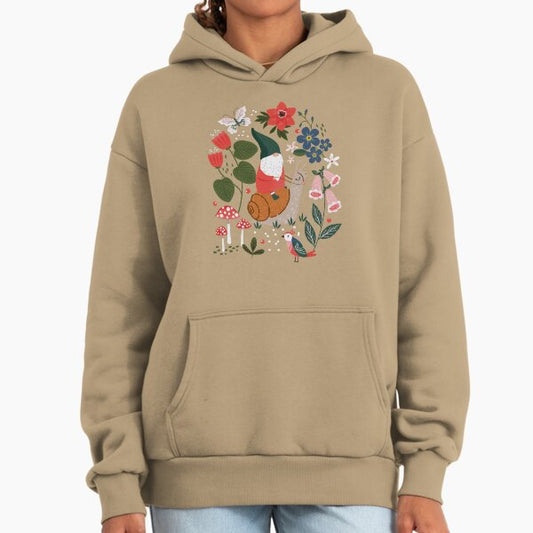 Whimsical garden gnome riding snail Hoodie