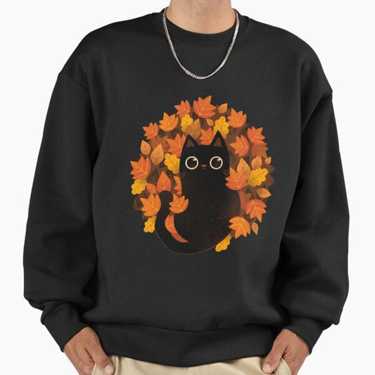 Cat and Autumn Leaves! Sweatshirt