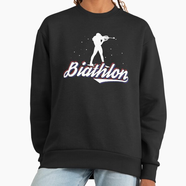 A Biathlete With Rifle And Cross-country Skis Motive Sweatshirt