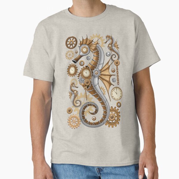 Steampunk Seahorse Vintage Surreal Art T-Shirt
