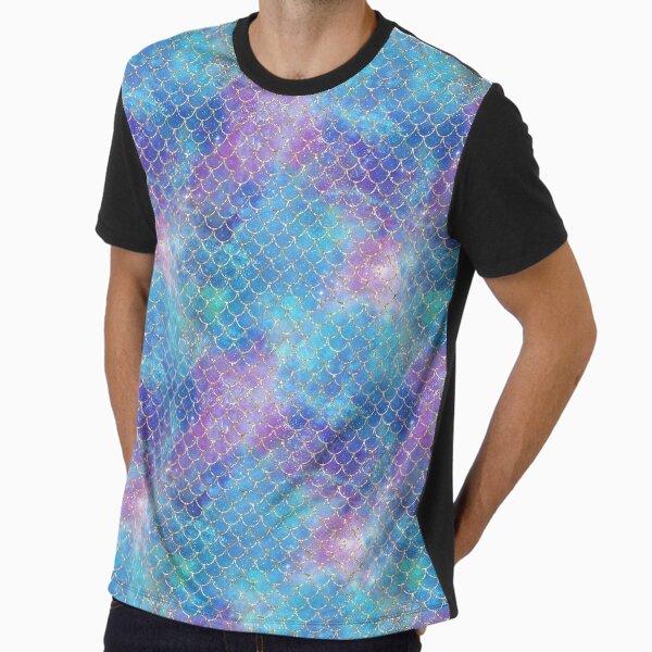 Mermaid Scale Glitter Pattern Print Seamless Graphic T-Shirt
