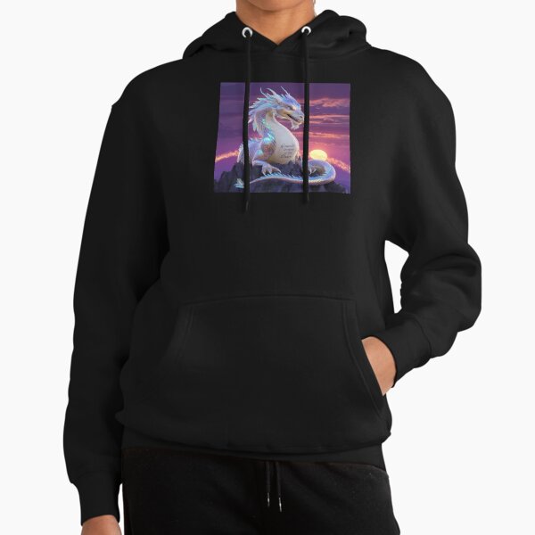 Pink emerald fantasy dragon with horns and flakes,Legendary Animals,dragon art,Legendary dragon Hoodie