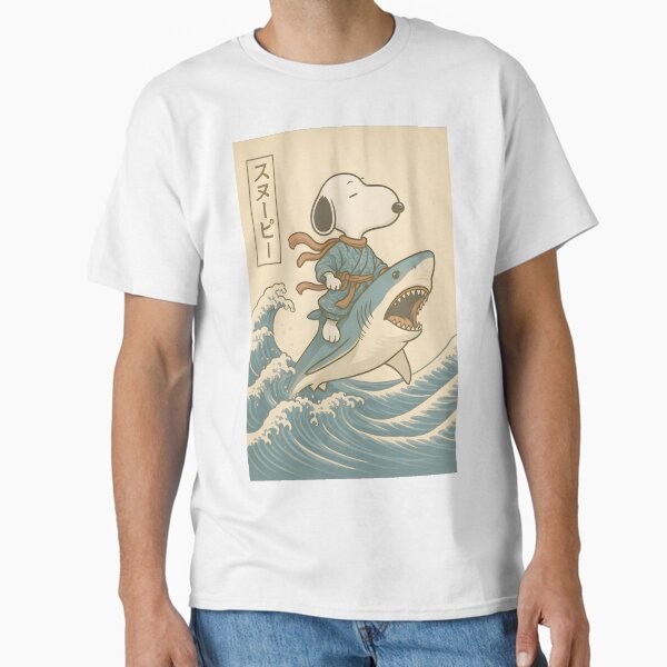 Snoopy Riding Shark M T-Shirt