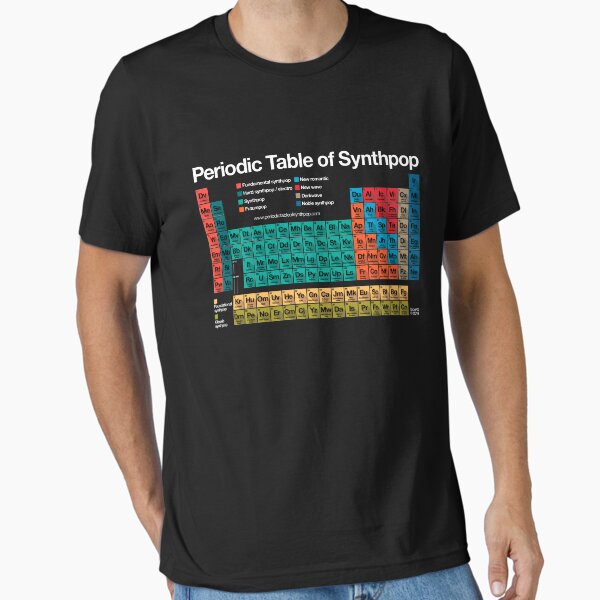 Periodic Table of Synthpop (dark background) T-Shirt