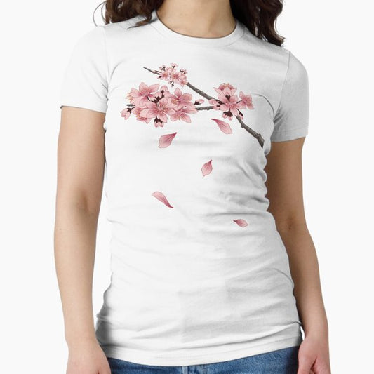 Cherry Blossom Branch Fitted T-Shirt
