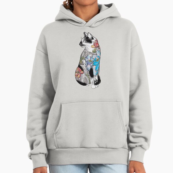 Cat in Lotus Tattoo Hoodie