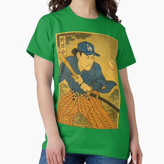 Samurai Baseball: Ukiyo-e Warrior Hits a Home Run T-Shirt