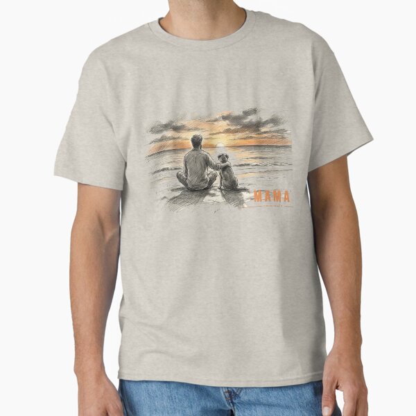 Sunset Serenity: A Man and His Best Friend Sketch T-Shirt
