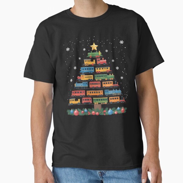 Train Lover Xmas Tree Santa Christmas Train T-Shirt