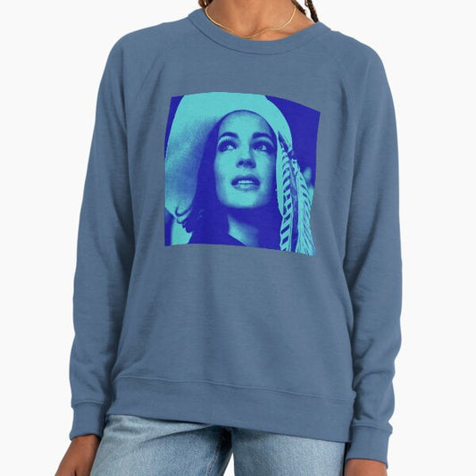Romy Schneider in blue Lightweight Sweatshirt