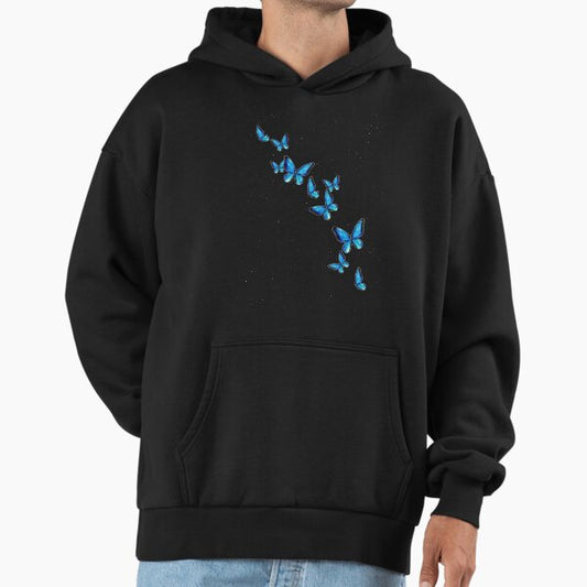 Blue butterflies summer night sky Hoodie