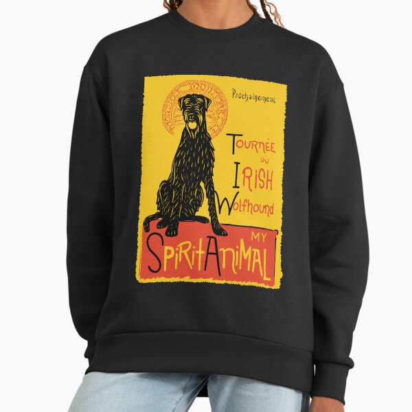 Funny Irish Wolfhound Cute Dog Chat Noir Mashup Art Design Sweatshirt