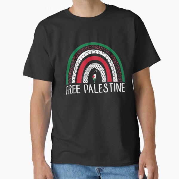 Free Palestine Save Gaza Palestinian Flag Rainbow T-Shirt