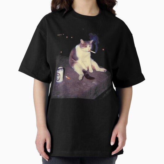 Smoking Cat Meme Shirt – Funny Cigarette Kitten Brainrot Tee T-Shirt