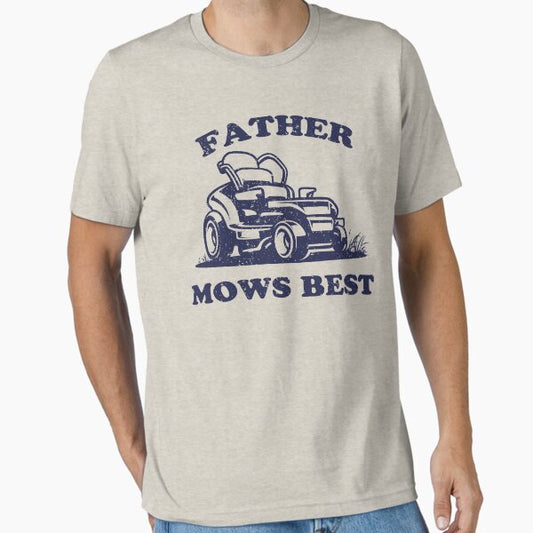 Father Mows Best Vintage Retro 90s Style T-Shirt